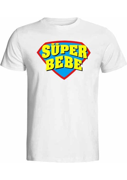 Eğlenceli Ilginç Tshirtler Serisi Süper Bebe Baskılı Tişört