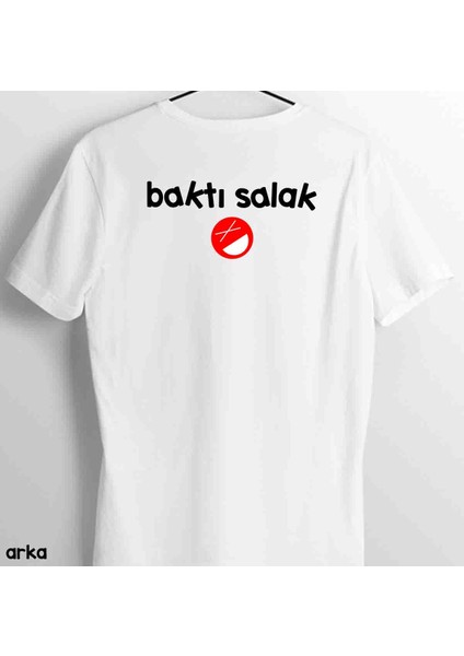 Beni Beğendiysen Arkaya Bak Yazılı Çift Yön Baskılı Beyaz Tişört fiyatları