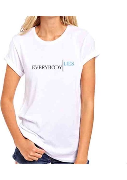 Ilginç Tasarım Tshirtler Serisi Everybody Lies Baskılı Tişört