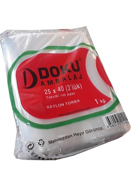 Naylon Torba 25 x 40 (3 Lük 1 kg 140 Adet)