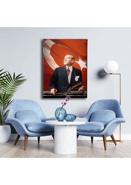 Türk Bayraklı Atatürk Portresi Kanvas Tablo ATAD103