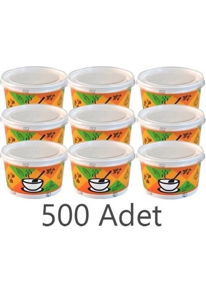 Karton Çorba Kasesi Kapaklı 16 Oz 500 Adet