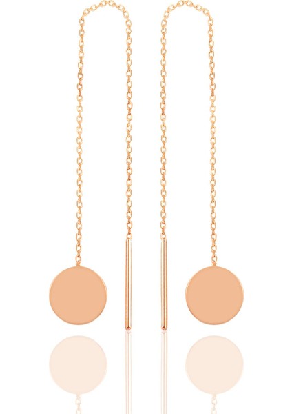 Gümüş Rose Pul Gümüş Zincir Küpe