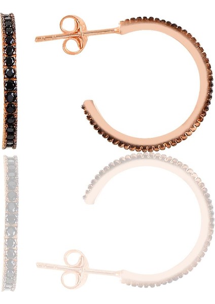 Gümüş Rose Onix Taşlı 19 mm Tamtur Halka Küpe