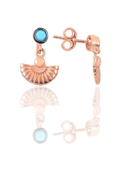 Gümüş Turkuaz Taşlı Midye Modeli Küpe