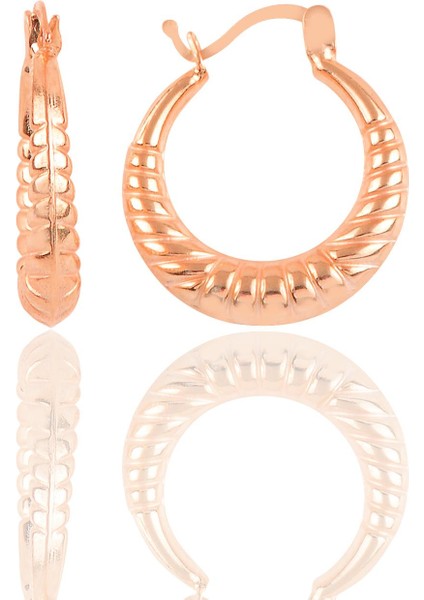 Gümüş Rose Orta Boy Desenli Gümüş Şarnel Küpe