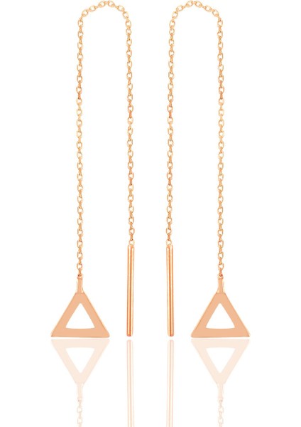 Gümüş Rose Piramit Gümüş Zincir Küpe