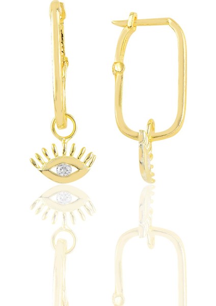 Gümüş Altın Yaldızlı Göz Gümüş Göçmen Küpe