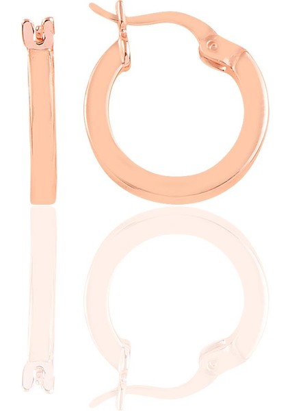 Gümüş Rose 14 mm Şarnel Halka Küpe