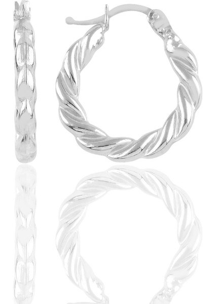 Gümüş Rodyumlu Kalın Burgu Gümüş Şarnel Küpe