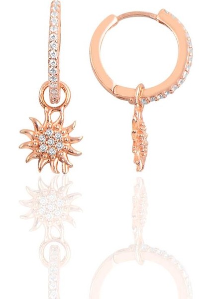 Gümüş Güneş Halka Küpe