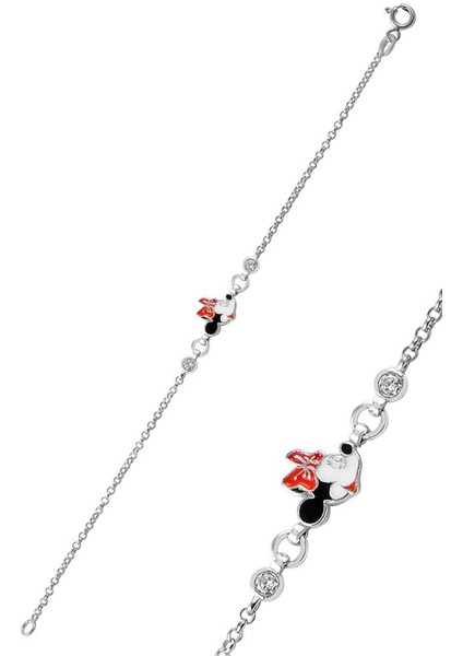 Gümüş Mineli Zirkon Taşlı Mice Modeli Bileklik