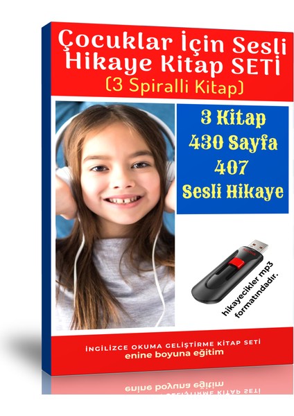 Enine Boyuna Eğitim Çocuklar Için Sesli Hikaye Kitap Seti (3 Spiralli Kitap)