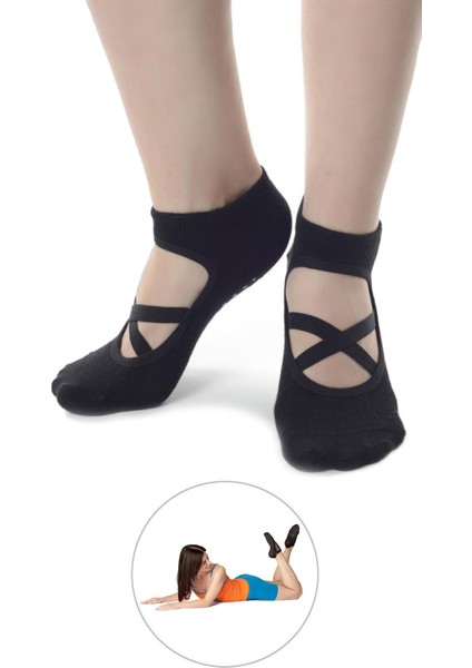 3 Çift Kaydırmaz Tabanlı Pamuklu Pilates ve Yoga Çorabı