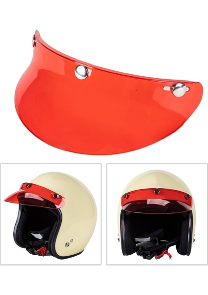 Strade Store Vintage Açık Yüz Kask Visor Tepe 3-Snap Uv Işınları Koruma, Boyut En Açık Yüz, Yarım Yüz Veya Vintage Kasklara Uyar - Şeffaf Kırmızı (Yurt Dışından)