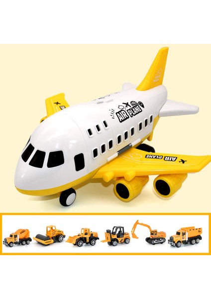 Uçakta 6 Araçlar Yolcu Uçağı Oyuncak Yellow_6 Inşaat Araçları (Yurt Dışından)