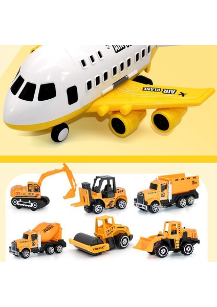 Uçakta 6 Araçlar Yolcu Uçağı Oyuncak Yellow_6 Inşaat Araçları (Yurt Dışından)
