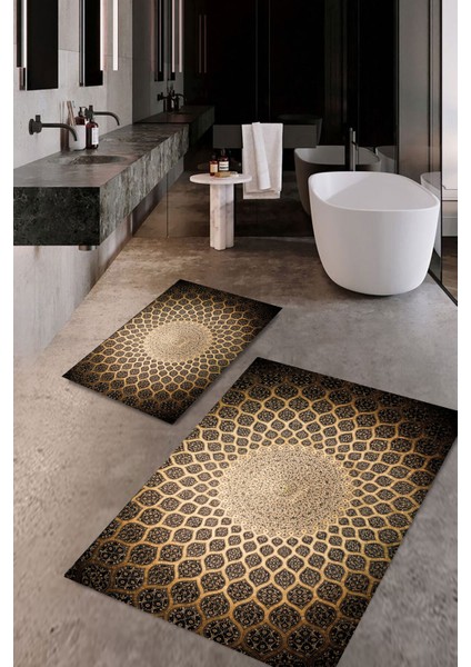 Banyo Paspası , Sünger Dolgulu Klozet Takımı, Yıkanabilir Halı, Kaymaz Taban Halı, Halı