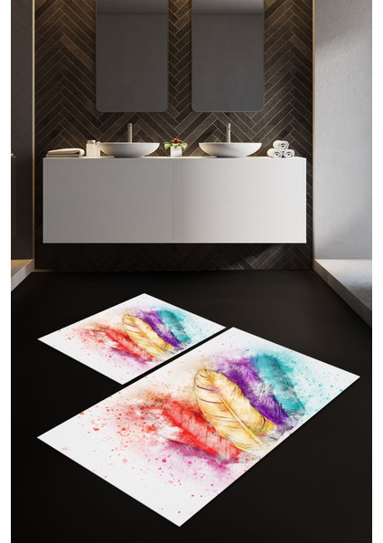 Banyo Paspası , Sünger Dolgulu Klozet Takımı, Yıkanabilir Halı, Kaymaz Taban Halı, Halı