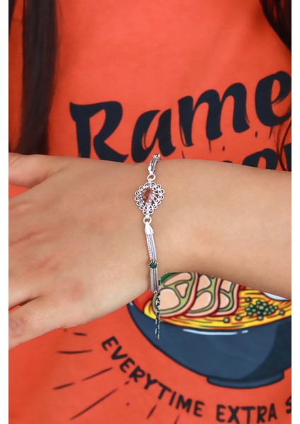 Zultanit Taşlı Damla Telkari Kadın Gümüş Bileklik modelleri