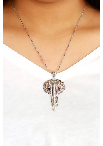 Laleli Püsküllütasarım Telkari Gümüş Kolye