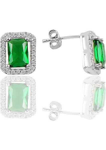 Gümüş Rodyumlu Kök Zümrüt Baget Taşlı Üçlü Set fırsatları