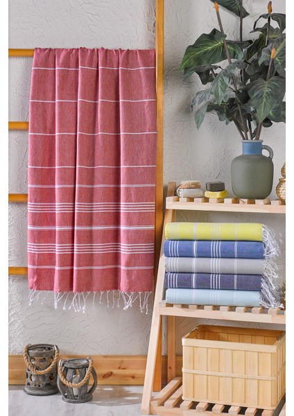 Pamuk Peştamal Mint-Gri-Açık Gri-Kırmızı-Sarı-Mavi 100X175