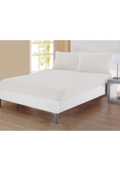 Penye Çift Kişilik Lastikli Çarşaf Beyaz