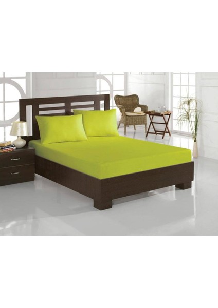 Penye Çift Kişilik Lastikli Çarşaf Fıstık Yeşili