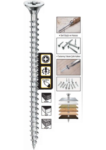 4X45 Sunta Vidası 500LÜ Paket