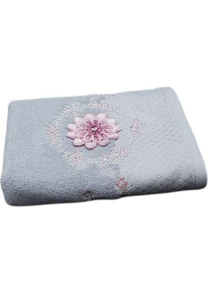 El Havlusu Pamuklu Mariposa Nakışlı Gri 50X90 cm