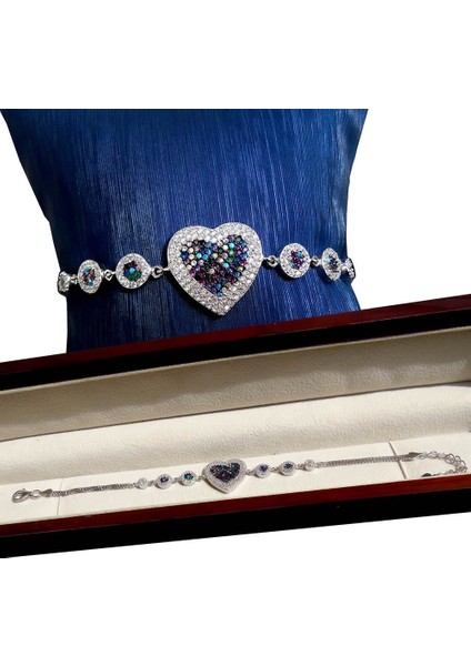 925 Ayar Gümüş Renkli Kalp Model Kadın Bileklik fiyatları