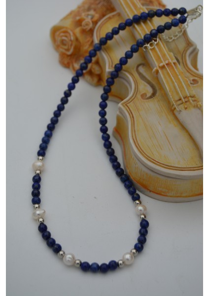 Lapis Lazuli ve Incili Kadın Kolye