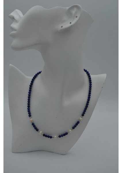 Lapis Lazuli ve Incili Kadın Kolye