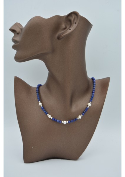 Lapis Lazuli ve Incili Kadın Kolye