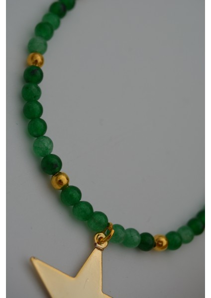 Yeşim Taşlı Yıldızlı Kadın Kolye Doğal Taş