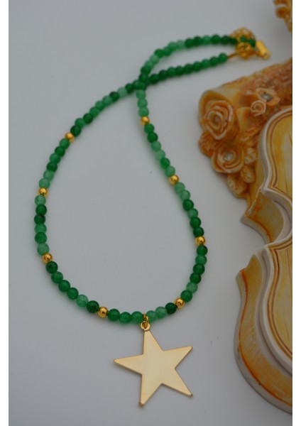 Yeşim Taşlı Yıldızlı Kadın Kolye Doğal Taş modelleri