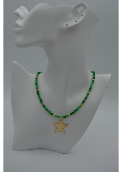 Yeşim Taşlı Yıldızlı Kadın Kolye Doğal Taş indirimleri