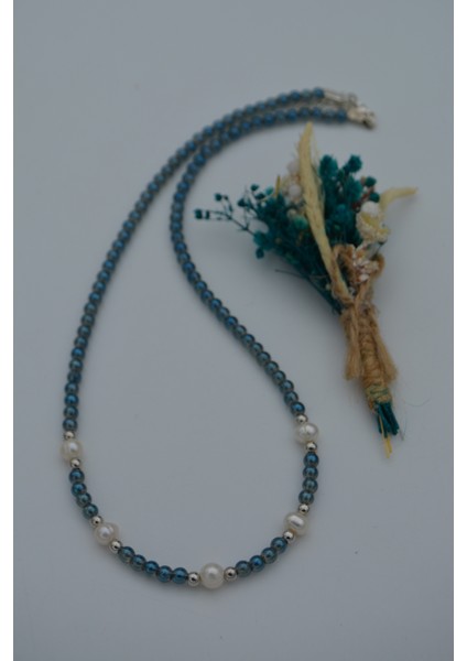 Kristal ve Gerçek Incili Kadın Kolye Doğal Taş modelleri