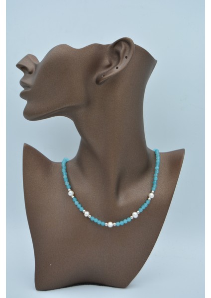 Jade ve Incili Kadın Doğal Taş Kolye