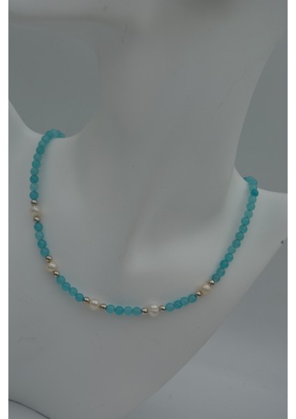 Jade ve Incili Kadın Doğal Taş Kolye modelleri