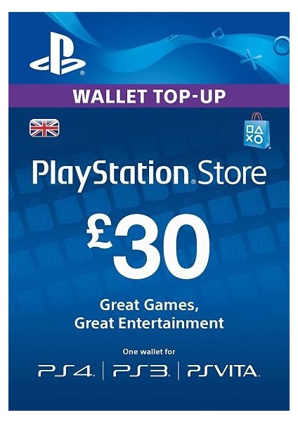 Playstation Psn Card 30 GBP / 30 Pound (UK) Unıted Kıngdom