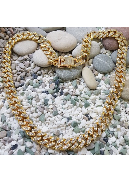 Taşlı Alloy Unisex Zincir Kolye