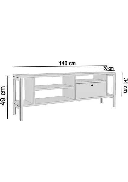 Ankara Mobilya Era Metal Ayaklı 140 cm Antrasit Tv Ünitesi