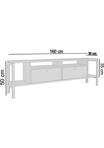 Alaluna Metal Ayaklı Antrasit 160 cm Tv Ünitesi