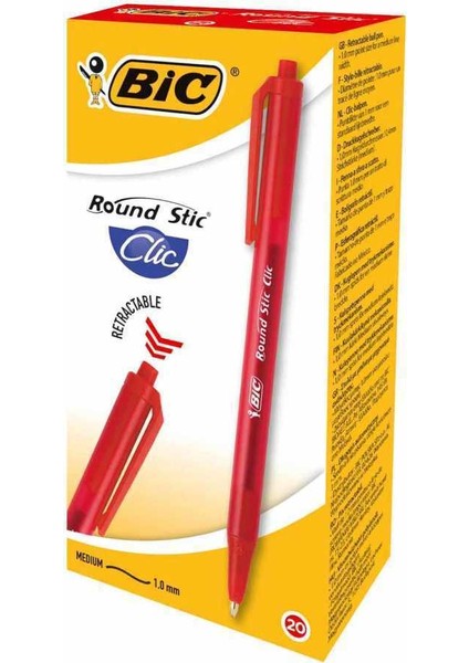 Tükenmez Kalem Round Stic Clic Bas.20'li Kırmızı