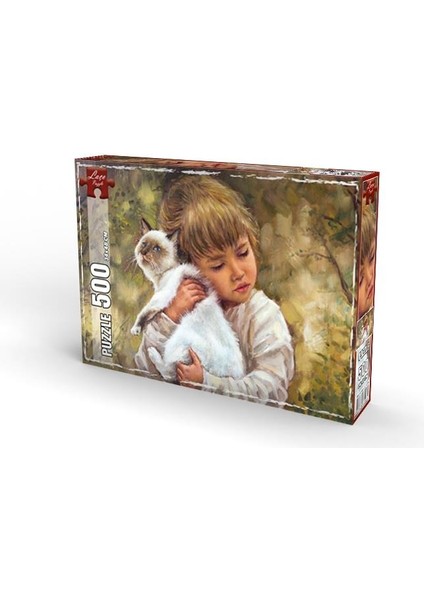 Laço Kids Çocuk ve Kedi 500 Parça Puzzle