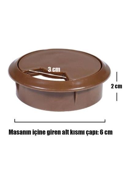5'li Masa Üstü Kablo Kanalı Deliği Kapağı Kahverengi Masa Kapağı 6 cm modelleri