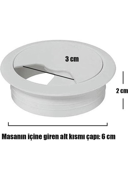 5'li Masa Üstü Kablo Kanalı Deliği Kapağı Beyaz Masa Kapağı 6 cm fırsatları