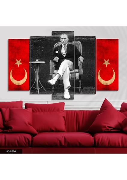 Mustafa Kemal Atatürk 5 Parça Mdf Tablo